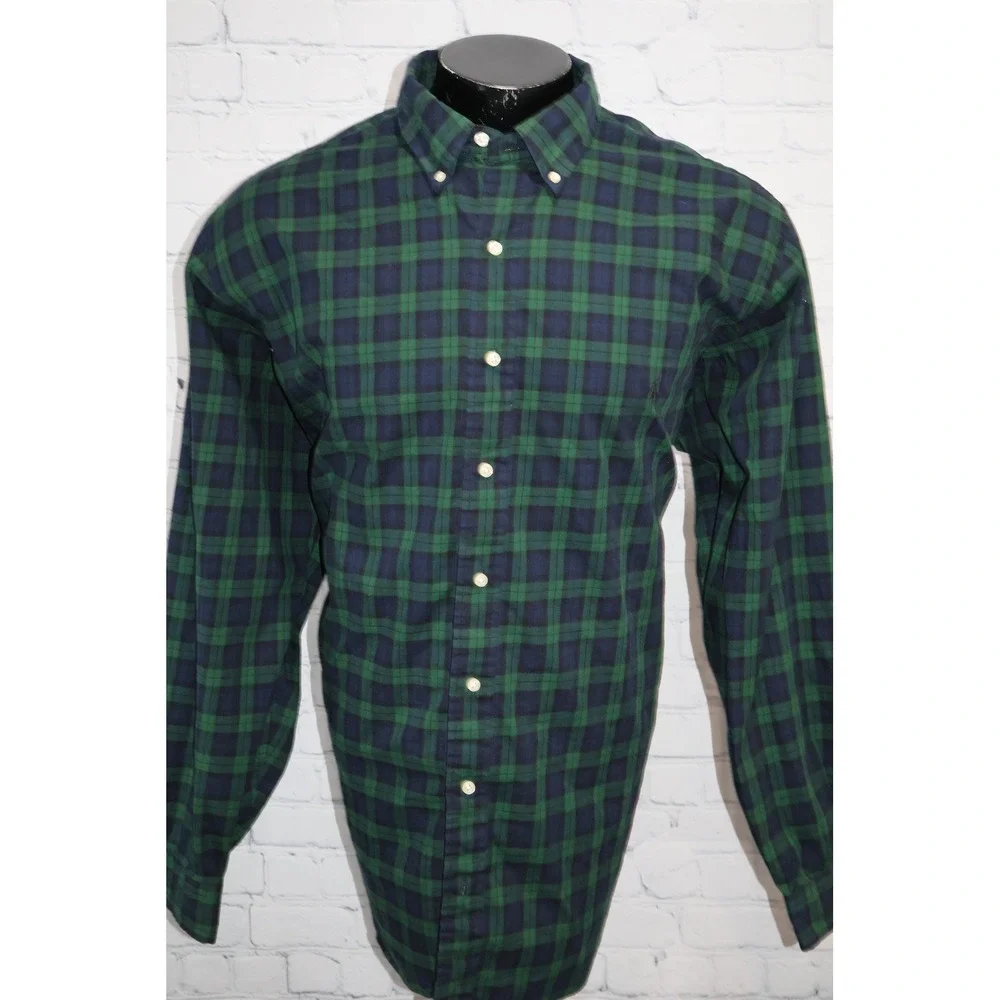 Polo Ralph Lauren Button Down Shirt Mens 2XB BIG Green Blue Blackwatch Plaid